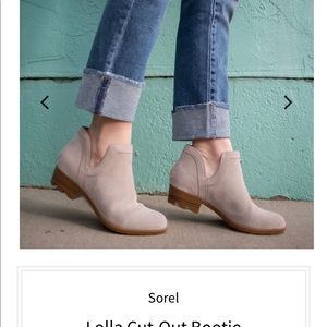 Lolla Cut-Out by Sorel. Waterproof suede die cut memory EVA Footbed. 1.5 “ heel.